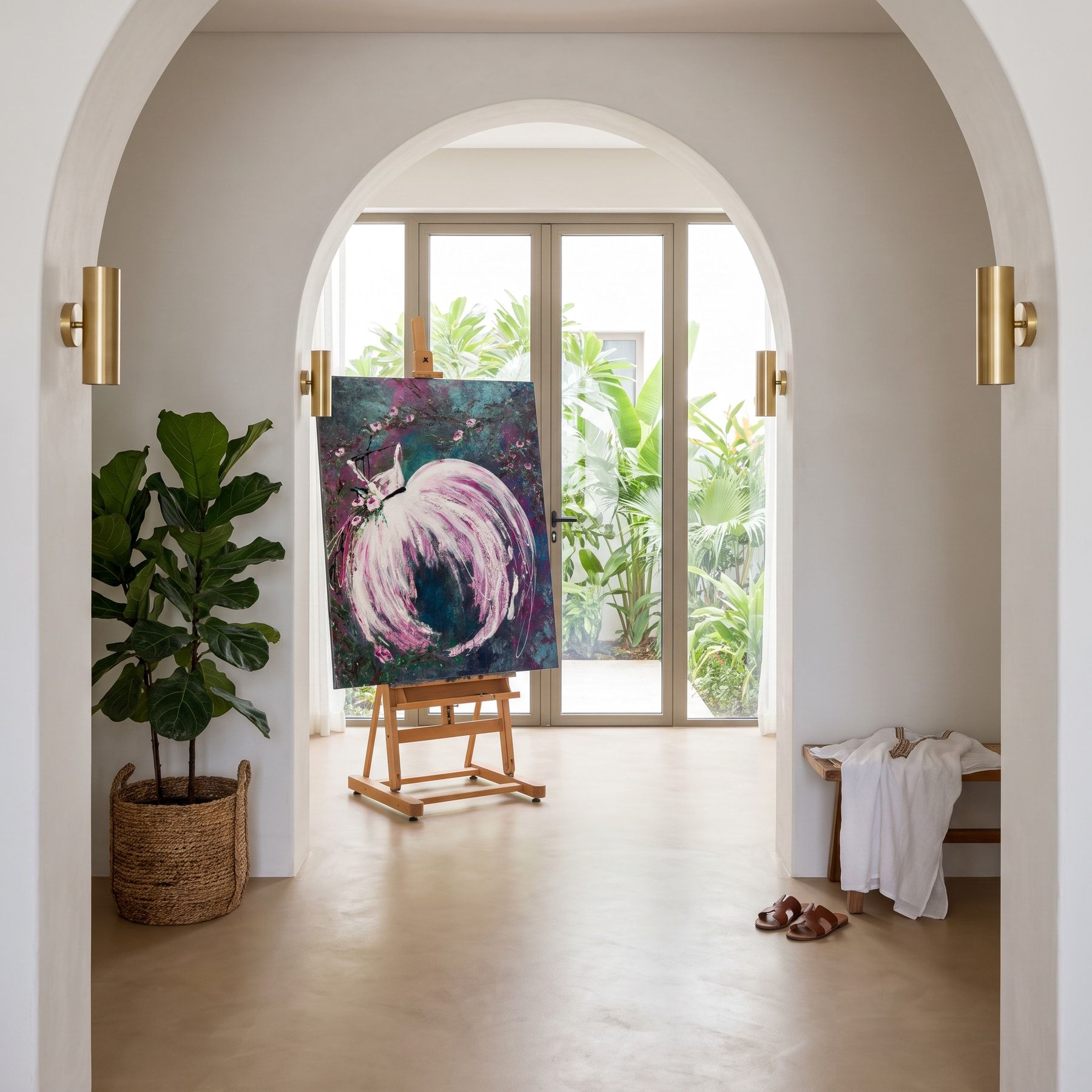 Roses on a Hanger by Nadia Swidan, shown hanging in a room